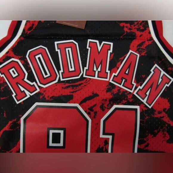 1997-98 Dennis Rodman #91 Bulls Mens Mitchell & Ness Marble Swingman Jersey $155 - Picture 4 of 5